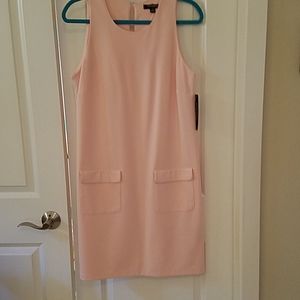 Sharagano pink sleeveless dress with front pockets